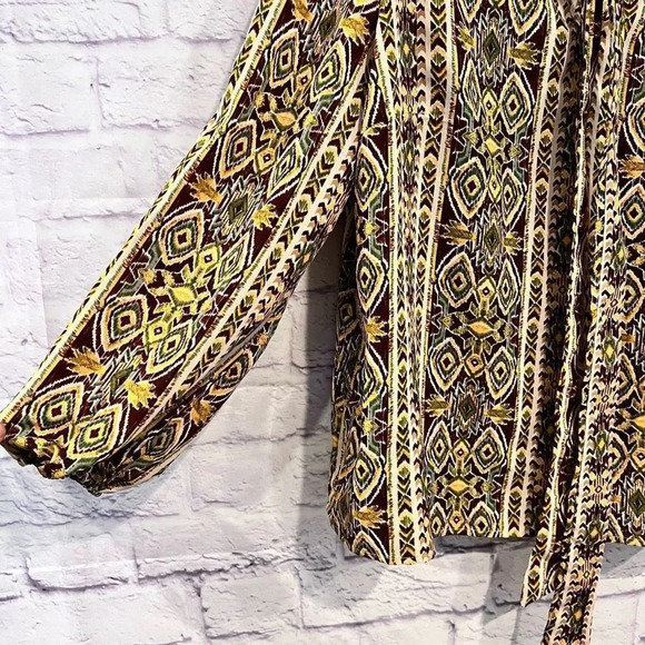 Shein Curve Long Sleeve Geometric Print Blouse Size 1XL Office Career Boho - Picture 5 of 8